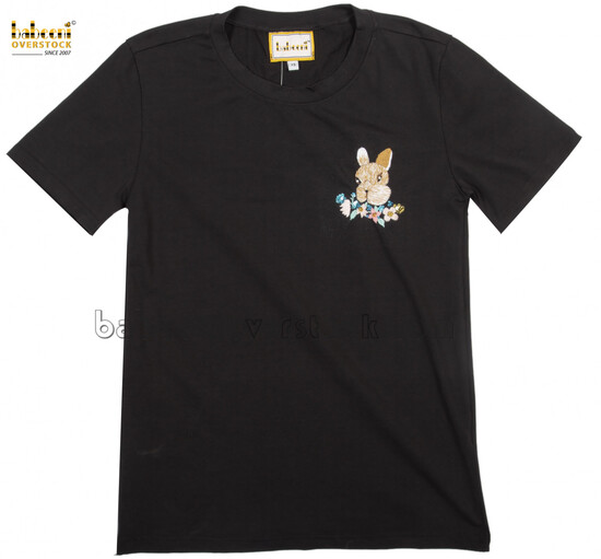 Hand embroidery rabbit women t-shirt - BB2202
